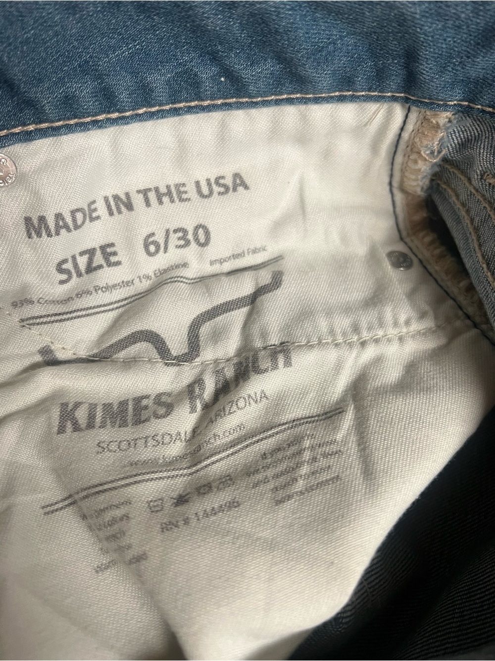Kimes Ranch Blue Denim Jeans with Tan Stitching - Picture 5 of 5